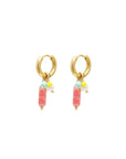 Dangling Bar Earrings - Coral Pink