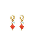 Dangling Clover Earrings - Red