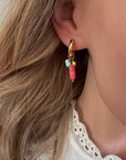 Dangling Bar Earrings - Coral Pink
