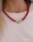 Kralenketting Jade Rood & roze