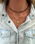 Little Beads Necklace - Black + Chain & Coin Necklace