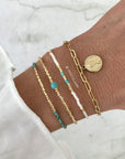 Kralenarmbandje met natuursteentje - Turquoise