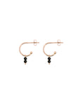 Little Stud Hoop Earrings - Black Spinel - Rose Gold Color