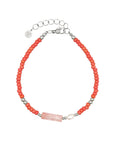 Beaded Bracelet Quartz & Pearl 'Coral Sunset'