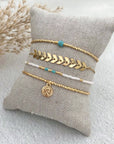 Kralenarmbandje met natuursteentje - Turquoise