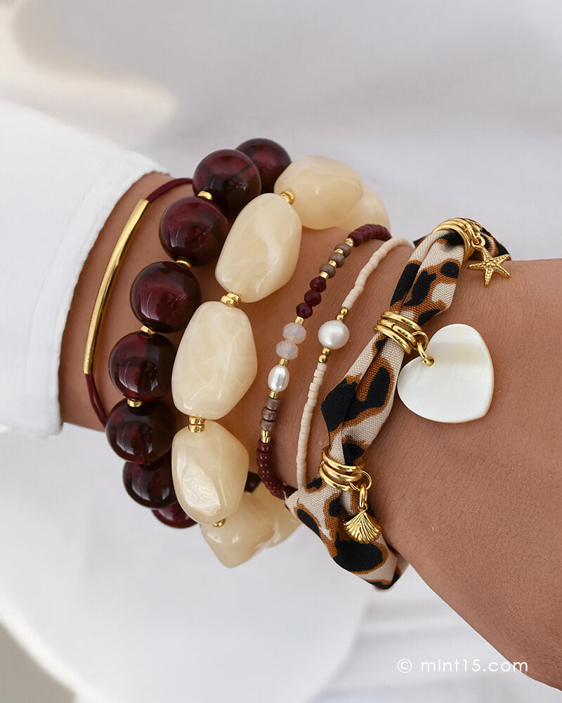 Armbanden Bordeaux en Yellow