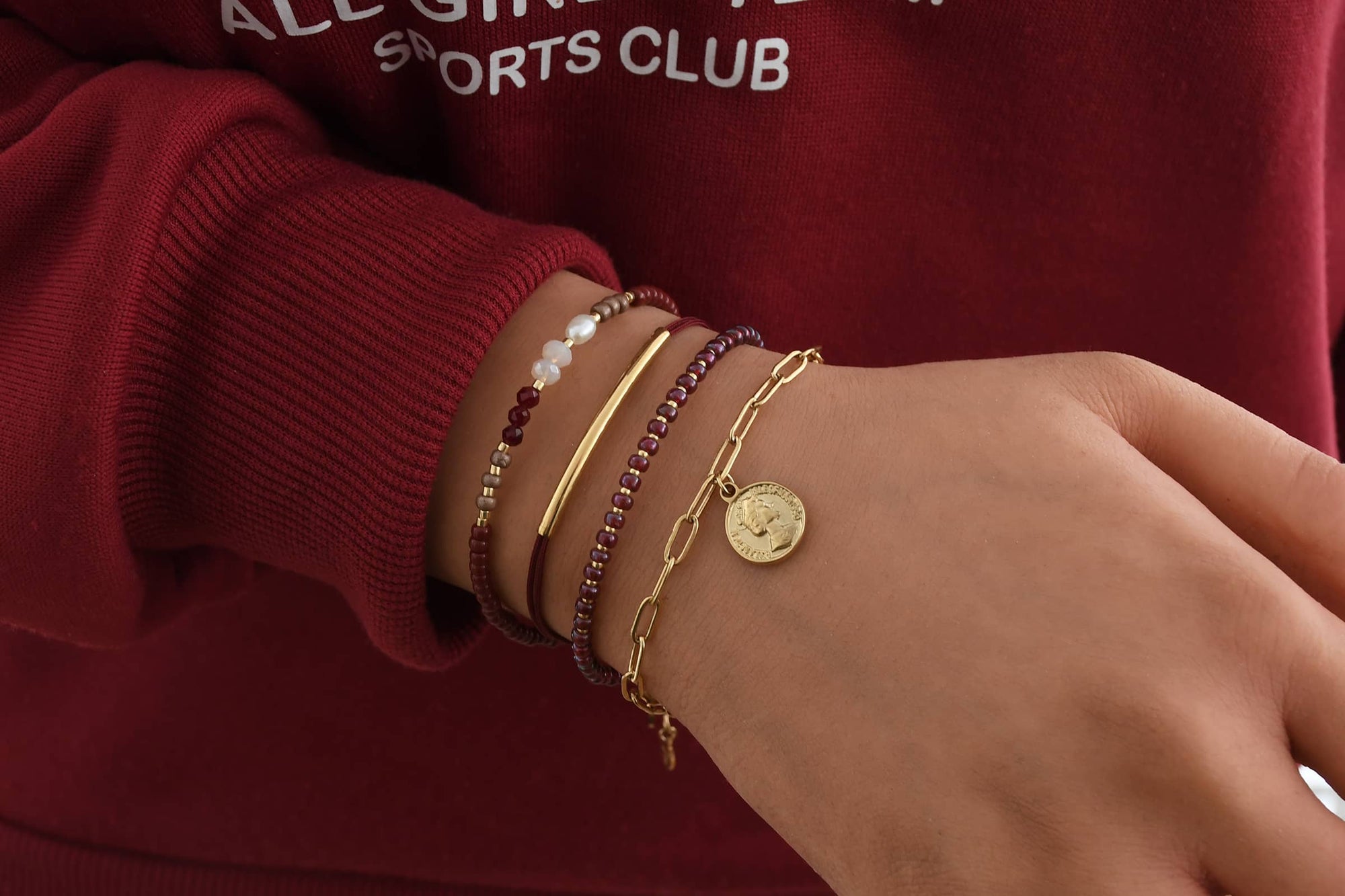 Armbandenset Burgundy Chic