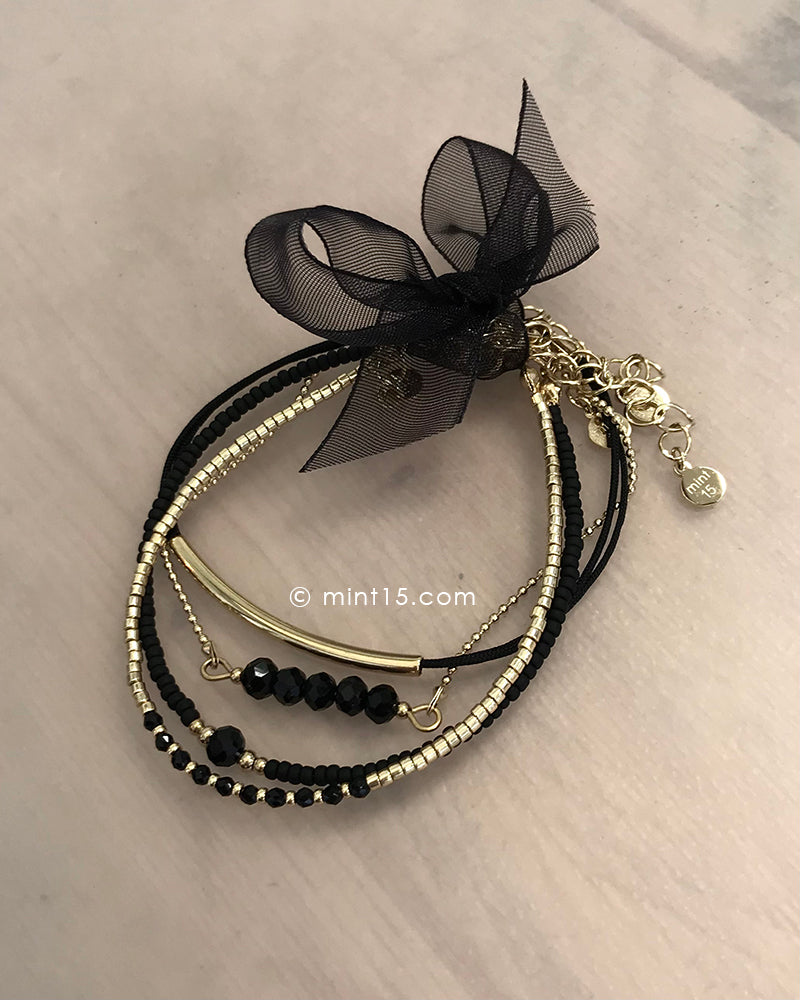 Armbandenset Black Chic met strikje