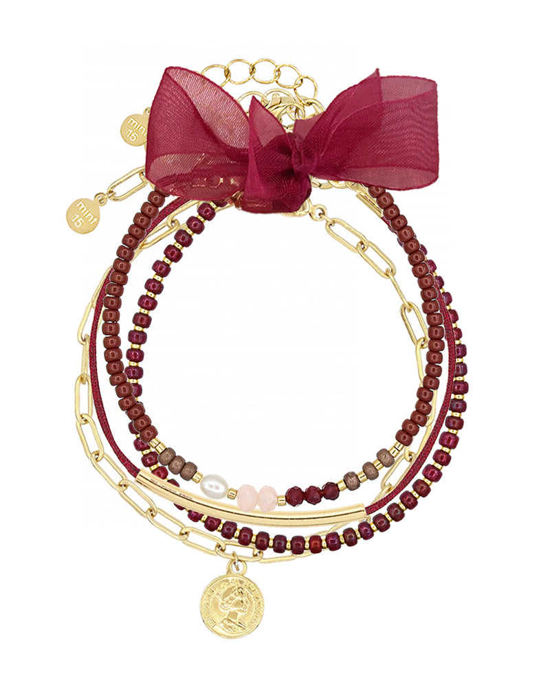Armbandenset Burgundy Chic