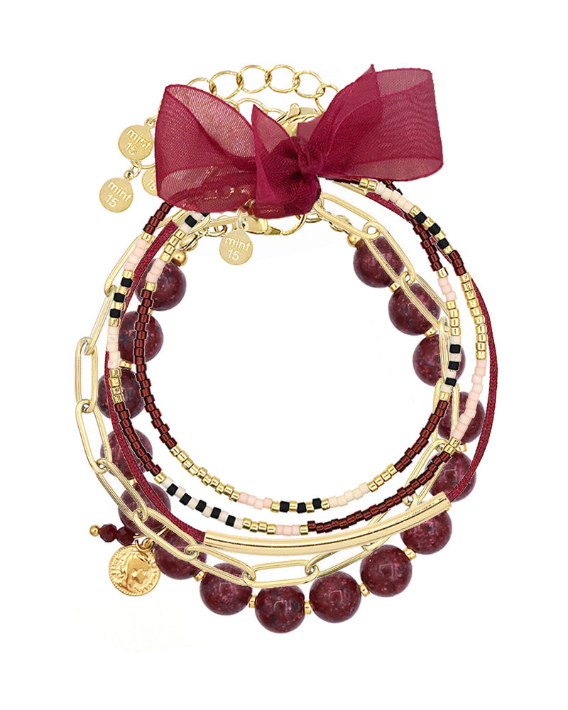 Armbandenset Burgundy Love
