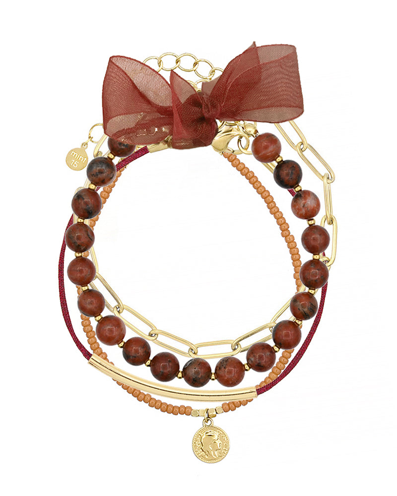 Armbandenset Caramel & Red