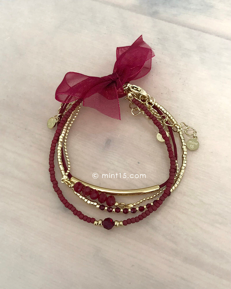 Armbandenset Red Chic met strikje