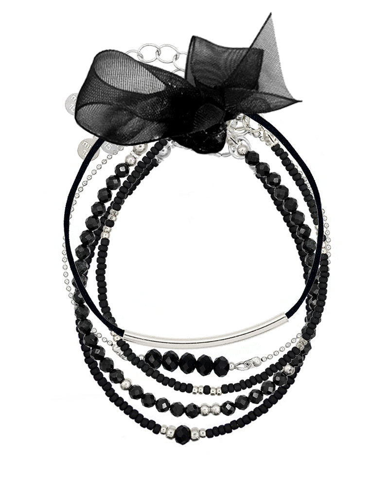 Armbandenset Rich Black & Silver