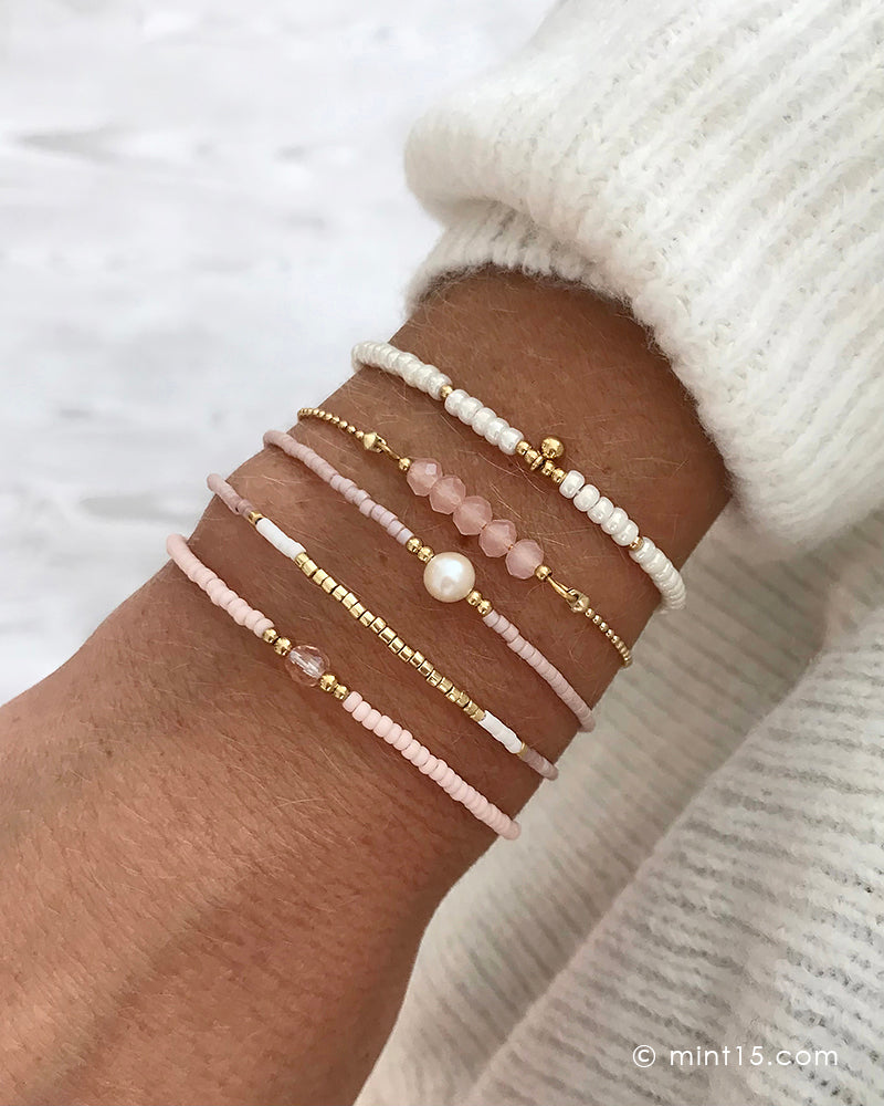 Armbandenset Vintage Pink & Pearl v2