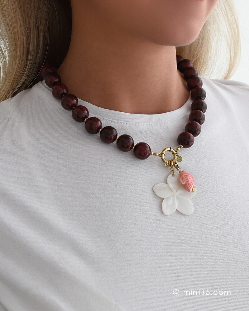 Bubble ketting bordeaux met bedels