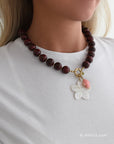 Bubble ketting bordeaux met bedels