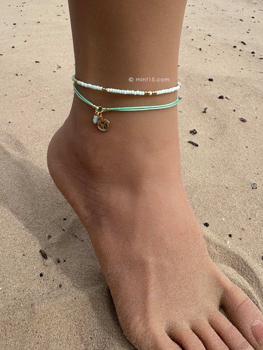 Little Beads Anklet - Mint