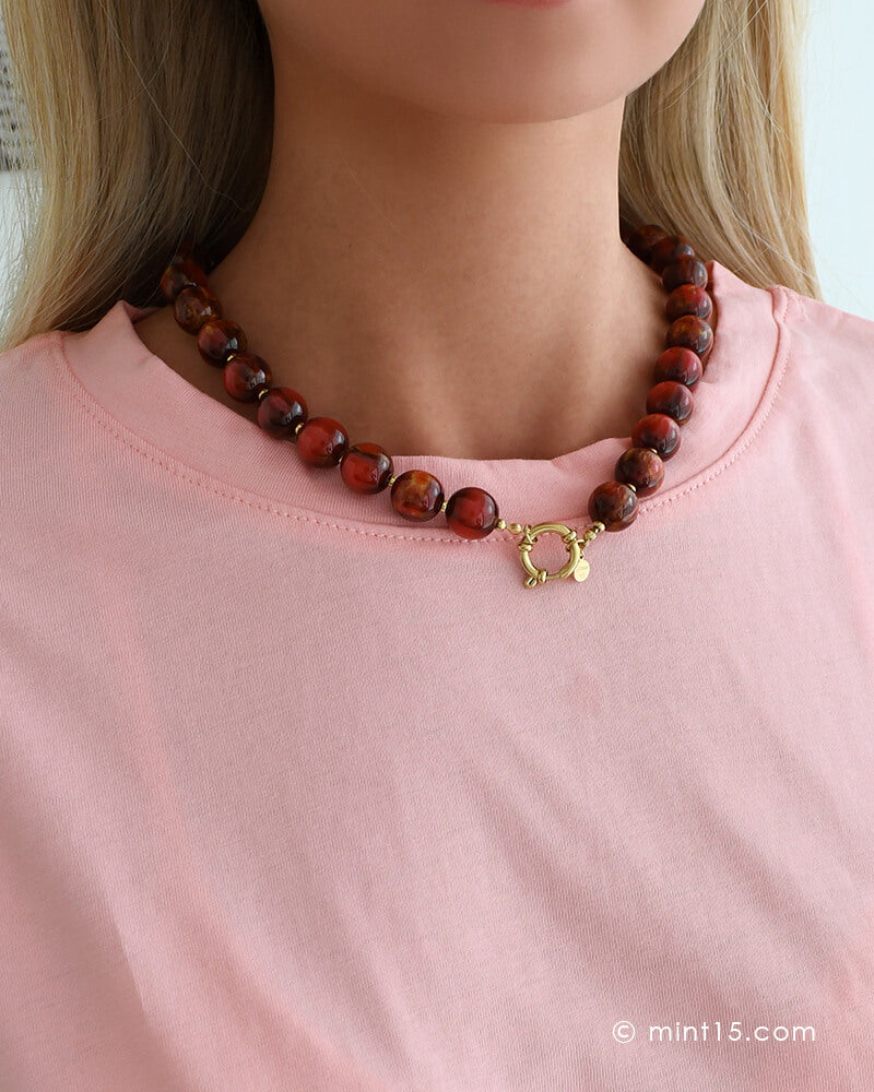 Bubbles Statement Beaded Necklace 'Fire Glow'