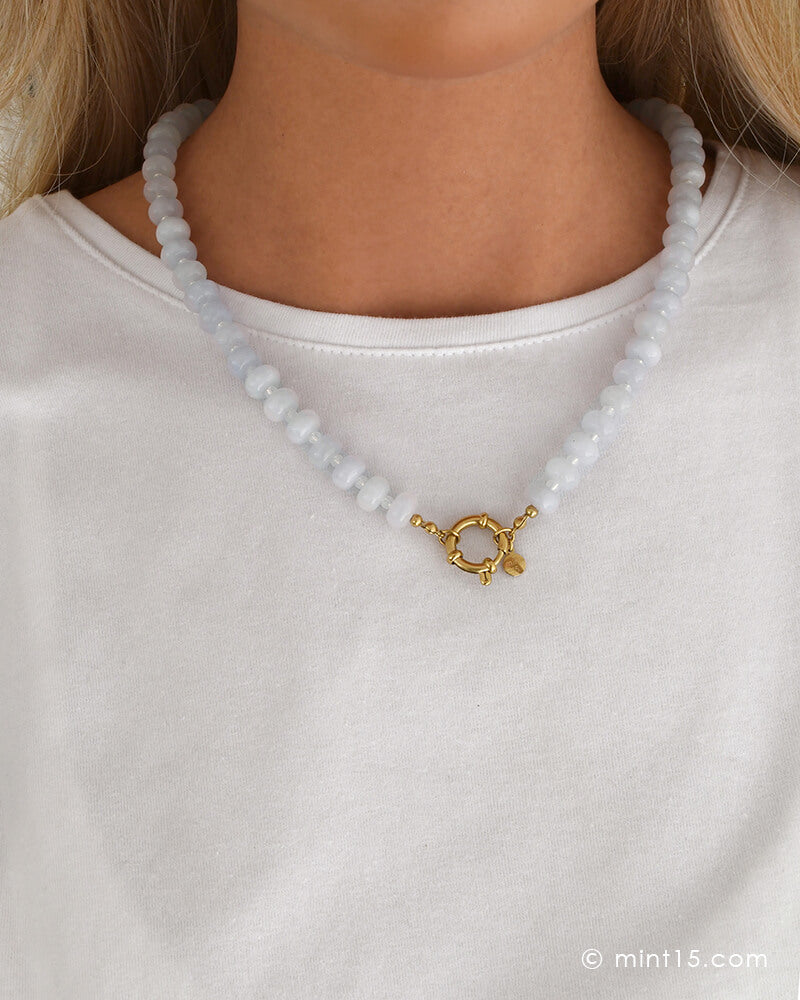 Kralenketting Jade - Lichtblauw