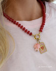 Kralenketting Jade Rood & roze met bedels