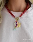 Kralenketting Jade Rood & roze met bedels