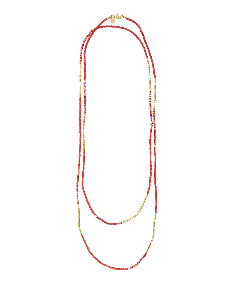 Lange kralen wikkelketting 'Indian Summer'