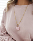 Luxe schakelketting met roze hart bedel