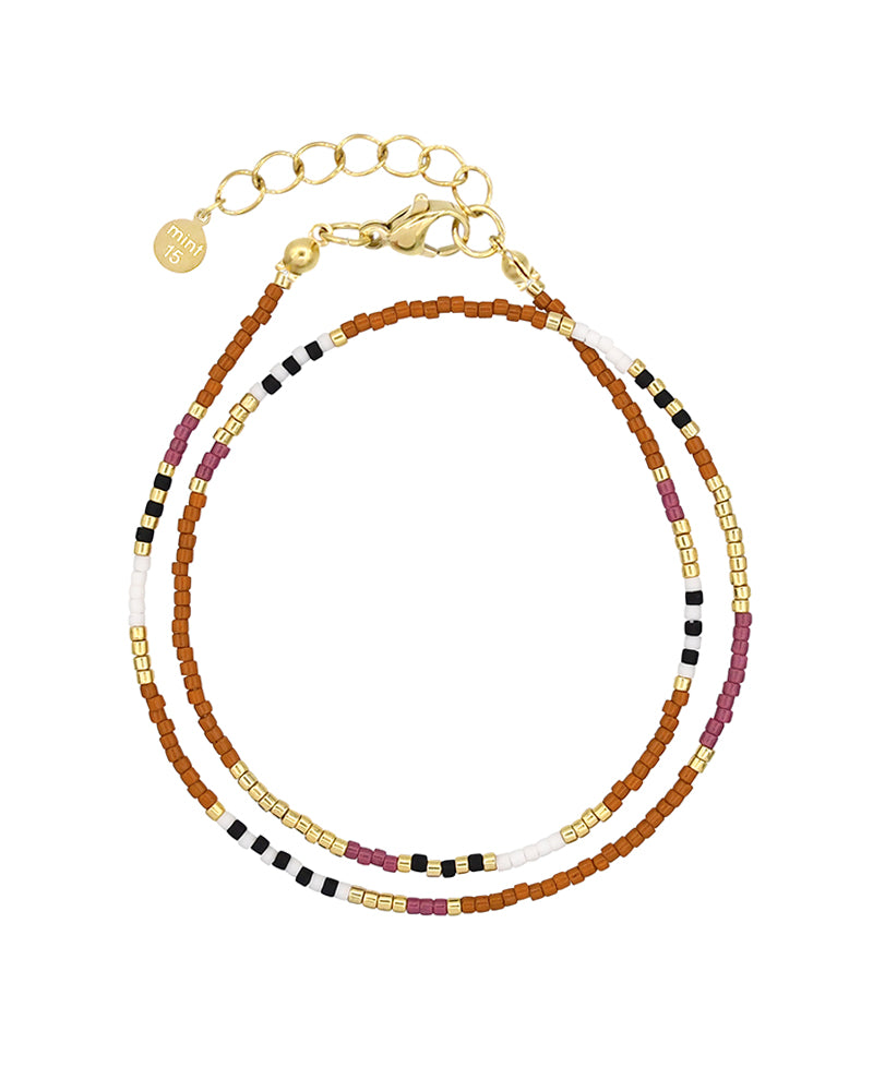 Delicate Wrap Bracelet - Caramel & Aubergine
