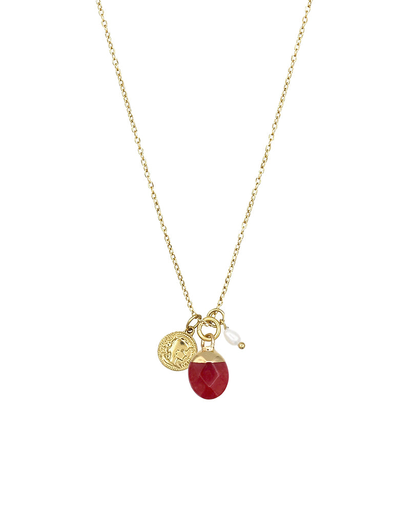 Ketting met natuursteen - Rode chalcedoon