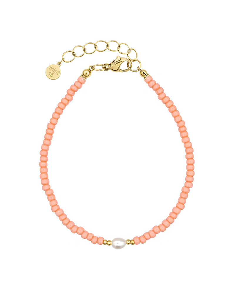 Kralenarmband Peach &amp; Pearl