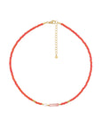 Kralenketting kwarts & parel Coral Sunset
