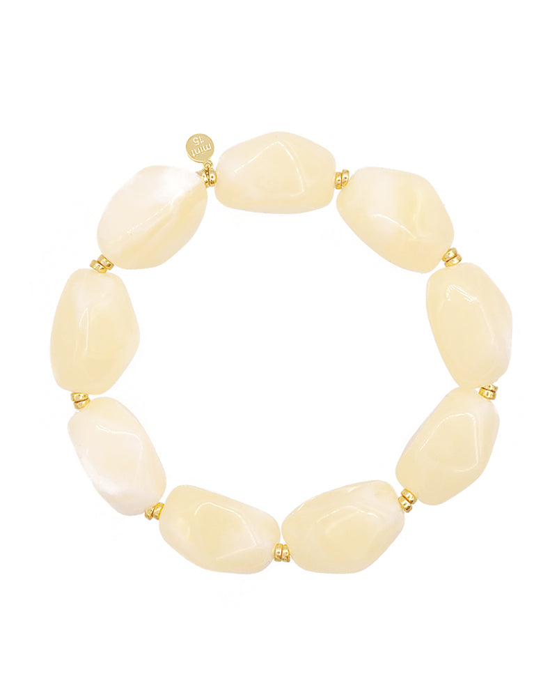 Statement kralenarmband lichtgeel