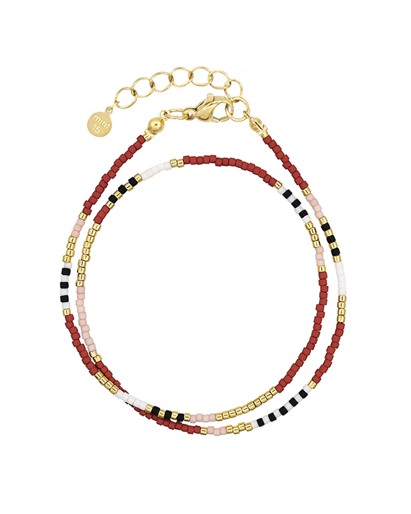Delicate Wrap Bracelet - Red & Pink