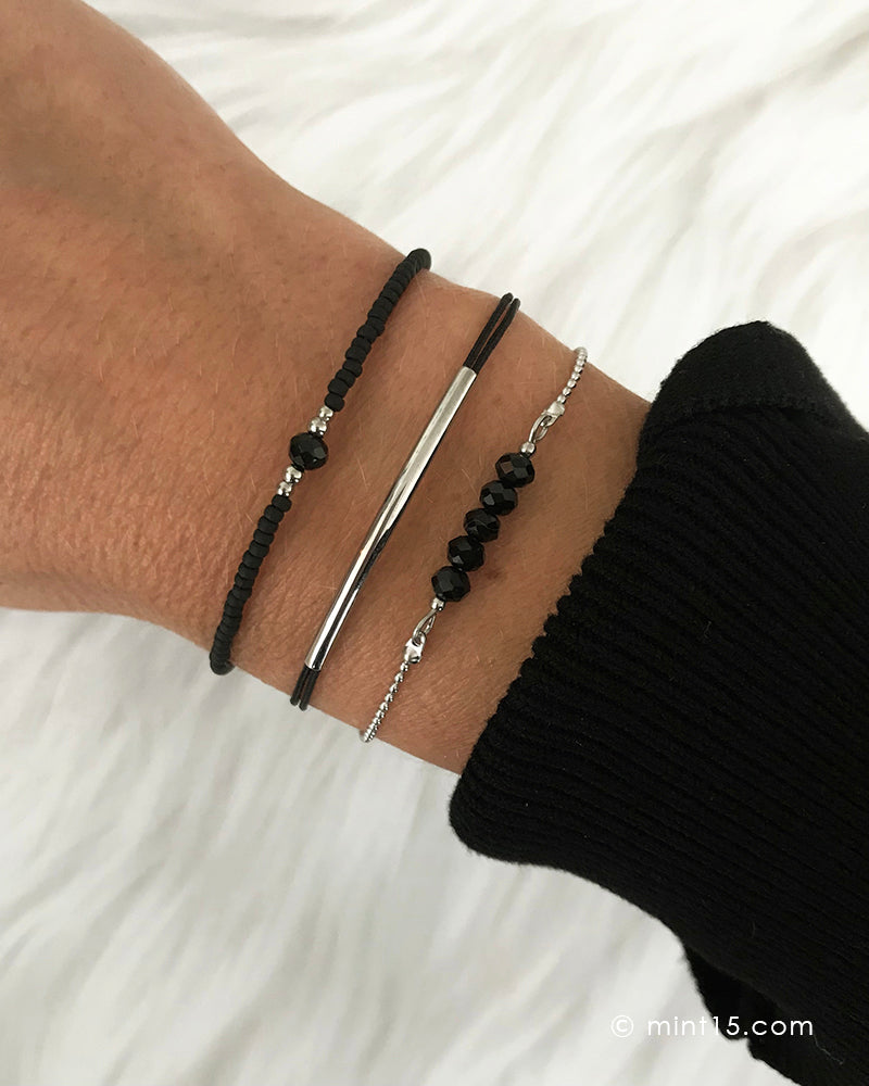 Armbandenset Black & Silver