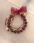 Armbandenset Burgundy Love met strikje