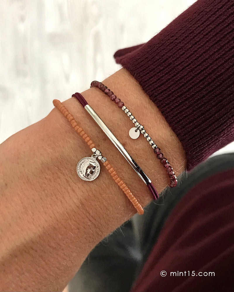 Armbandenset Caramel &amp; Aubergine with Silver