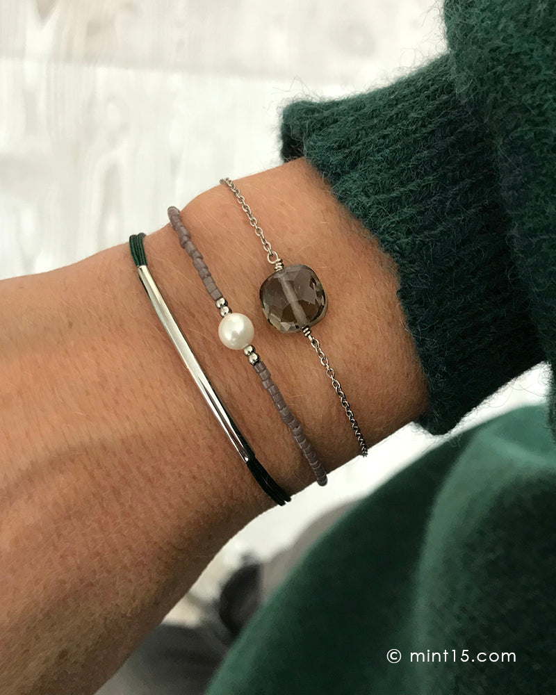 Armbandenset Dark Green & Silver