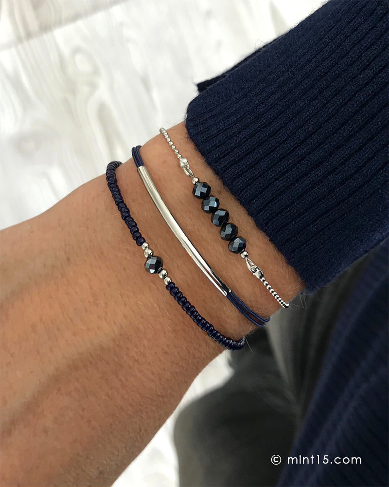 Armbandenset Navy & Silver