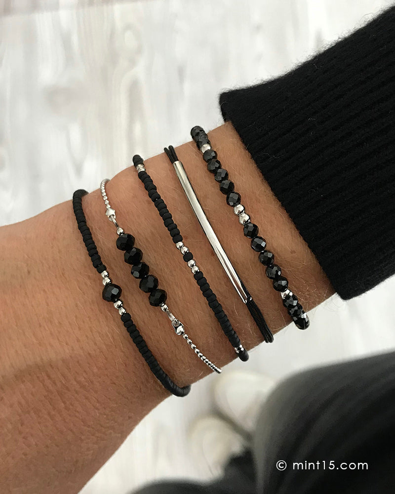 Armbandenset Rich Black & Silver