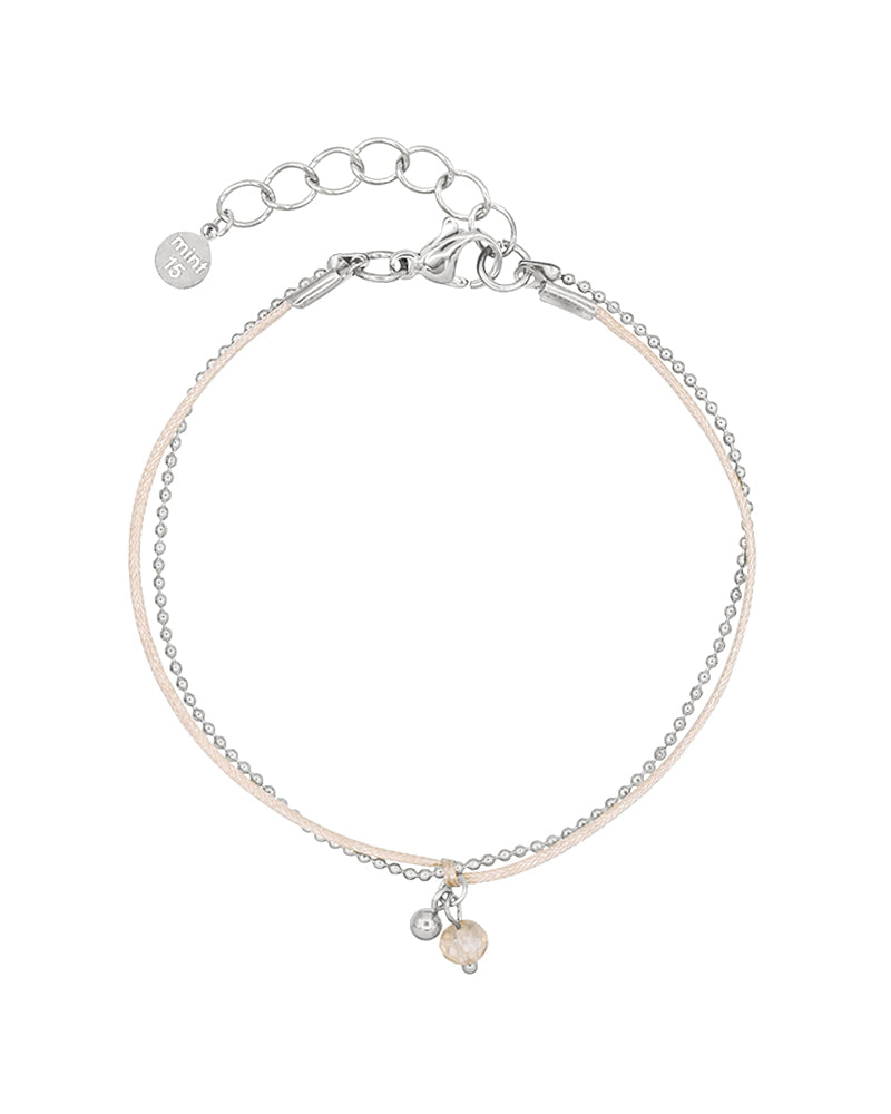 Dainty Duo armband - Champagne - Zilverkleur