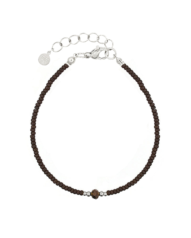 Diamond Bracelet - Chocolate Brown - Zilver
