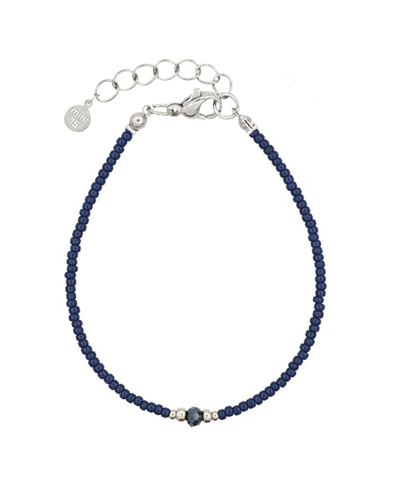 Diamond Bracelet - Navy Blue - Zilver