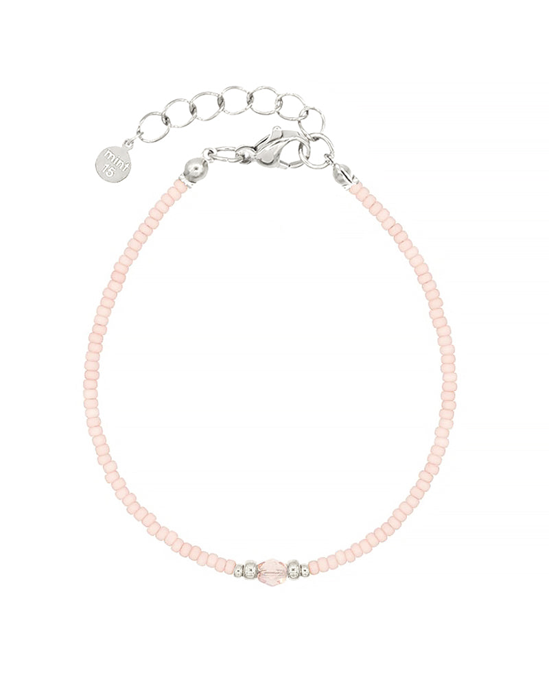 Diamond Bracelet - Soft Pink - Zilver