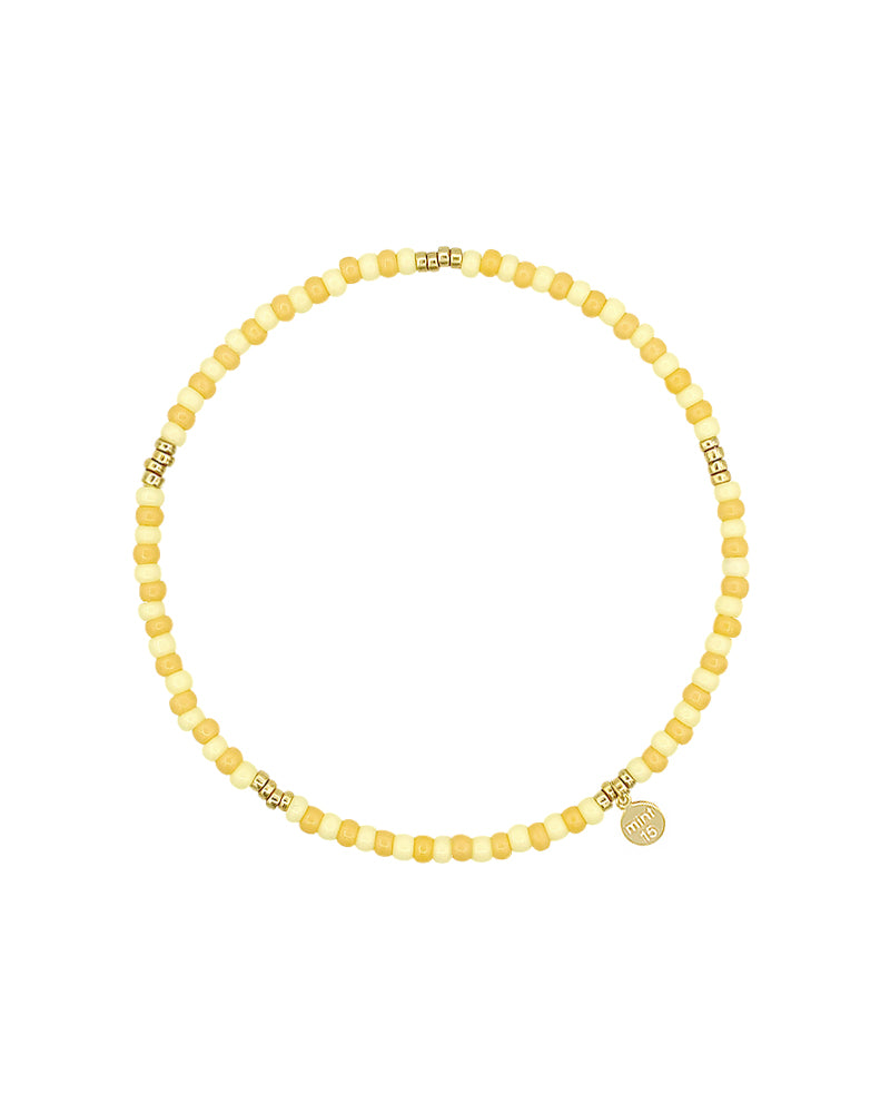 Geel kralenarmbandje elastiek 'Pastel Stripes'