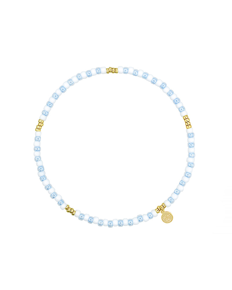 Lichtblauwe kralenarmbandje elastiek 'Pastel Stripes'