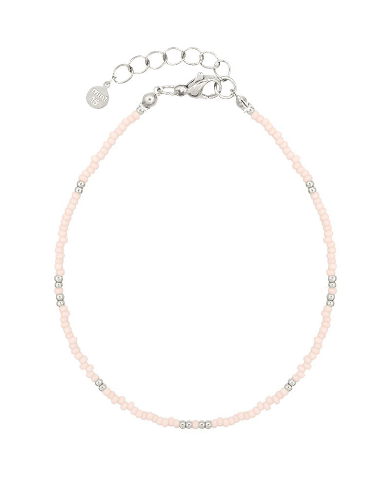 Little Beads Anklet - Soft Pink - Zilver