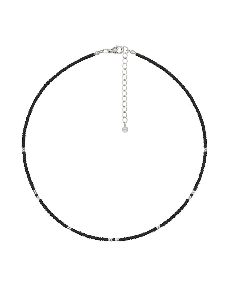 Little Beads Necklace - Black - Zilver