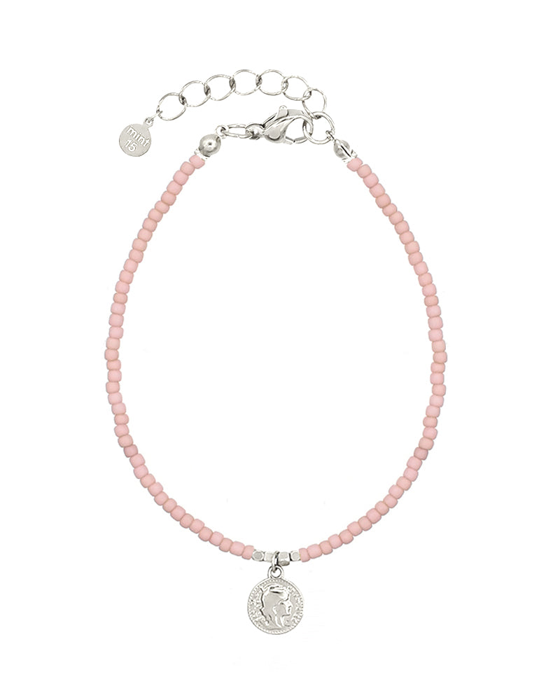 Little Coin Bracelet - Vintage Pink - Zilver