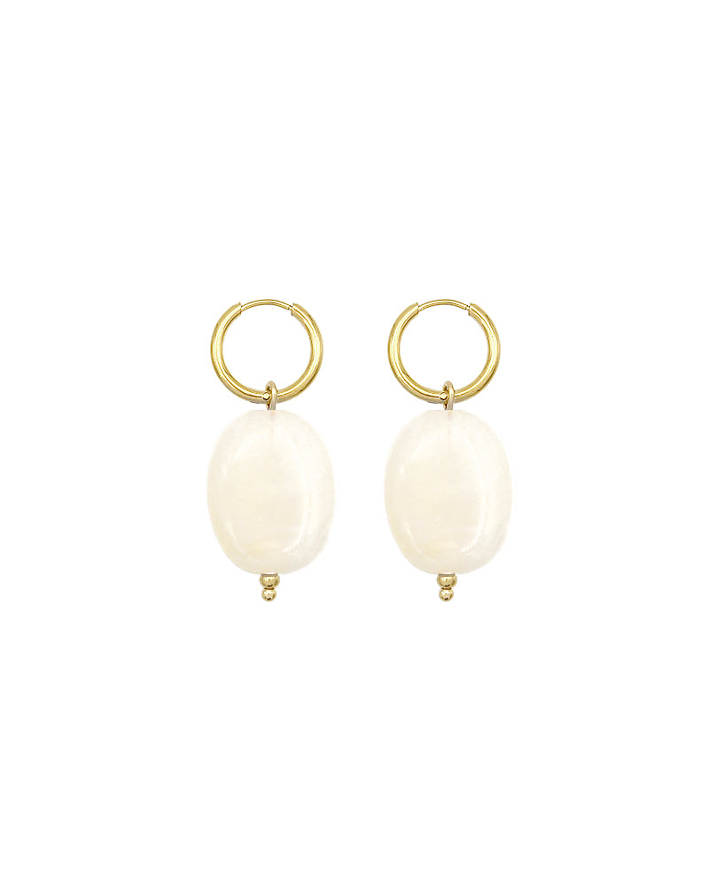 Statement oorbellen kralen - Beige