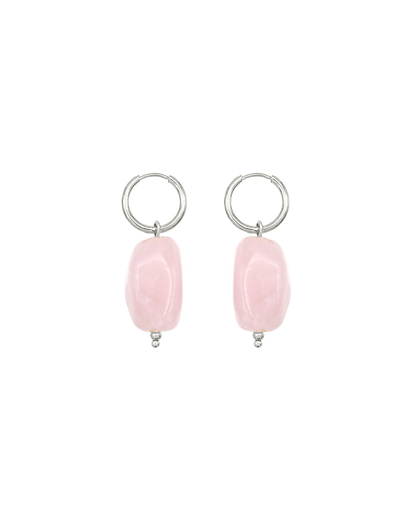 Statement oorbellen kralen - Roze - Zilverkleur
